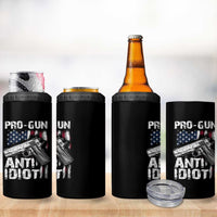 Pro Gun Anti Idiot 4 in 1 Can Cooler Tumbler Vintage American Flag 2nd Amendment - Wonder Print Shop