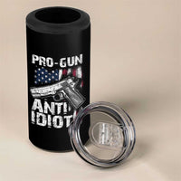 Pro Gun Anti Idiot 4 in 1 Can Cooler Tumbler Vintage American Flag 2nd Amendment - Wonder Print Shop