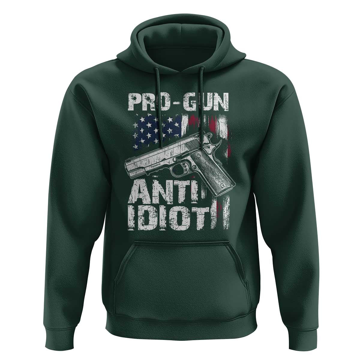 Pro Gun Anti Idiot Hoodie Vintage American Flag 2nd Amendment - Wonder Print Shop