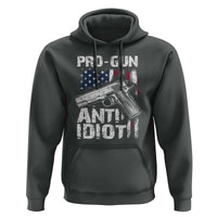 Pro Gun Anti Idiot Hoodie Vintage American Flag 2nd Amendment - Wonder Print Shop