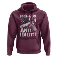 Pro Gun Anti Idiot Hoodie Vintage American Flag 2nd Amendment - Wonder Print Shop