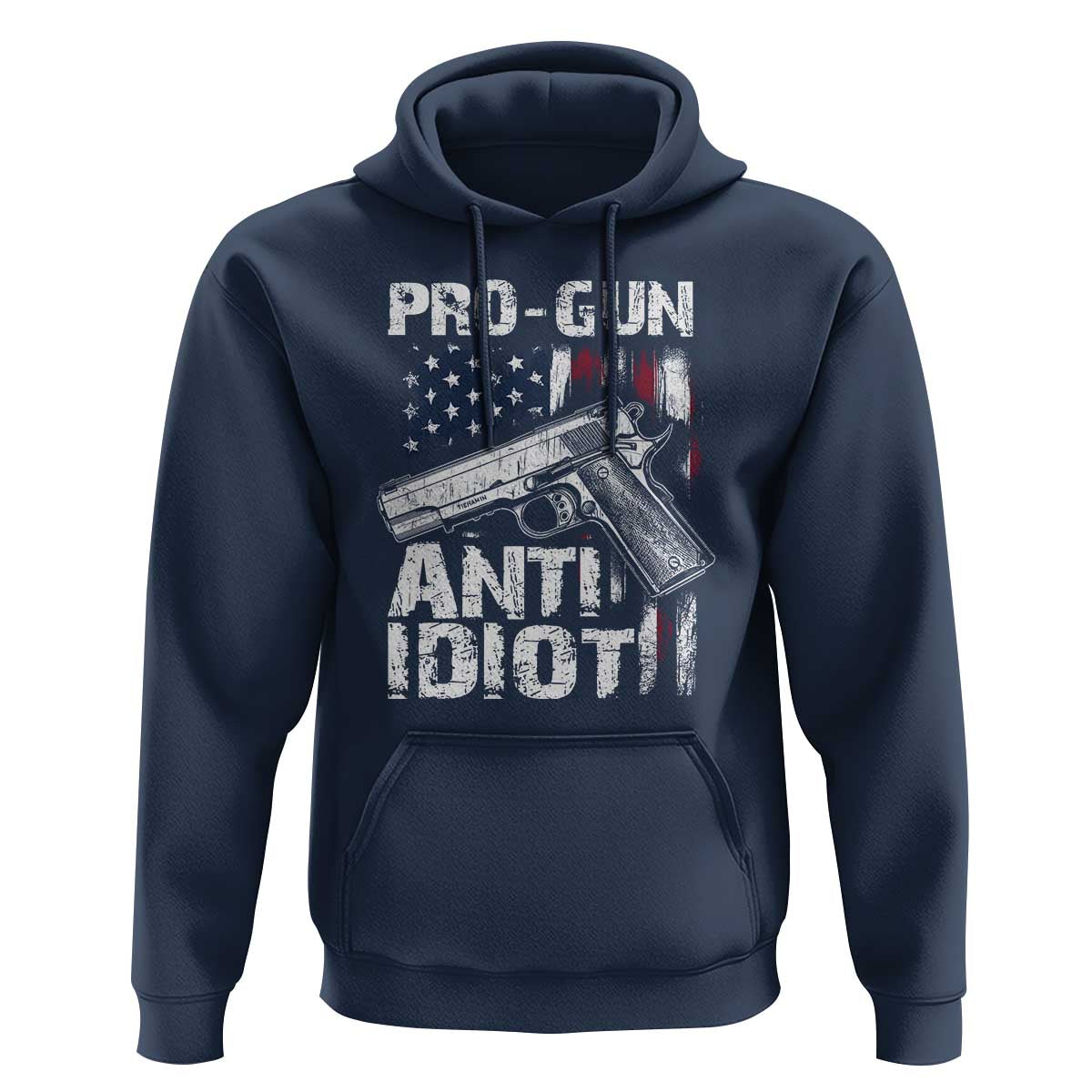 Pro Gun Anti Idiot Hoodie Vintage American Flag 2nd Amendment - Wonder Print Shop
