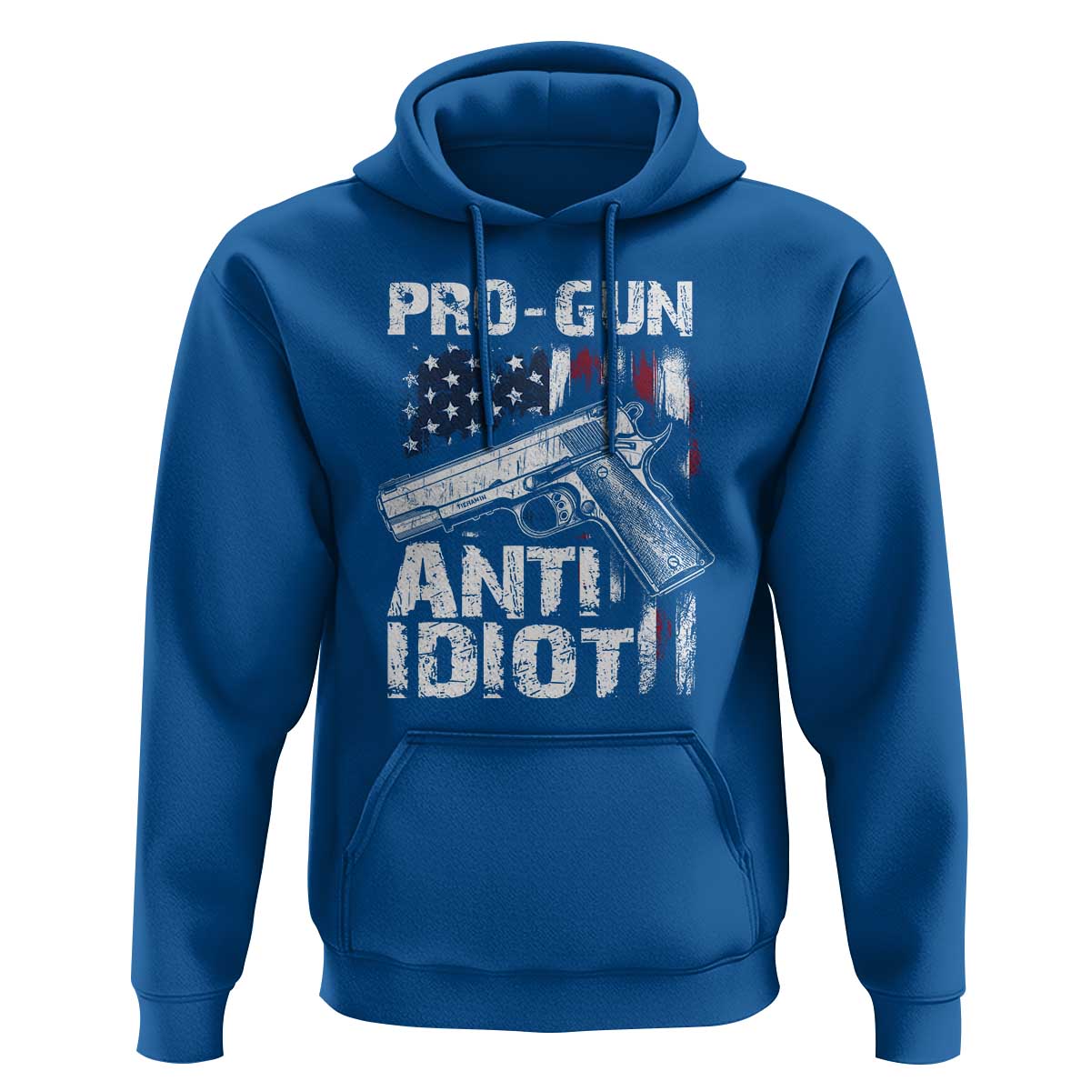 Pro Gun Anti Idiot Hoodie Vintage American Flag 2nd Amendment - Wonder Print Shop