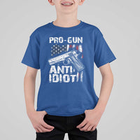 Pro Gun Anti Idiot T Shirt For Kid Vintage American Flag 2nd Amendment - Wonder Print Shop
