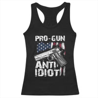 Pro Gun Anti Idiot Racerback Tank Top Vintage American Flag 2nd Amendment - Wonder Print Shop