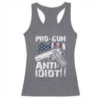 Pro Gun Anti Idiot Racerback Tank Top Vintage American Flag 2nd Amendment - Wonder Print Shop
