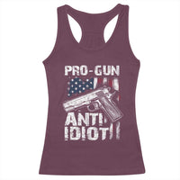 Pro Gun Anti Idiot Racerback Tank Top Vintage American Flag 2nd Amendment - Wonder Print Shop