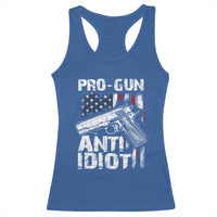 Pro Gun Anti Idiot Racerback Tank Top Vintage American Flag 2nd Amendment - Wonder Print Shop