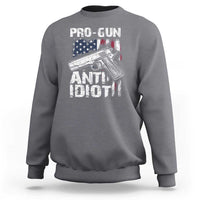 Pro Gun Anti Idiot Sweatshirt Vintage American Flag 2nd Amendment - Wonder Print Shop
