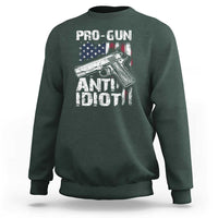 Pro Gun Anti Idiot Sweatshirt Vintage American Flag 2nd Amendment - Wonder Print Shop