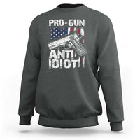 Pro Gun Anti Idiot Sweatshirt Vintage American Flag 2nd Amendment - Wonder Print Shop