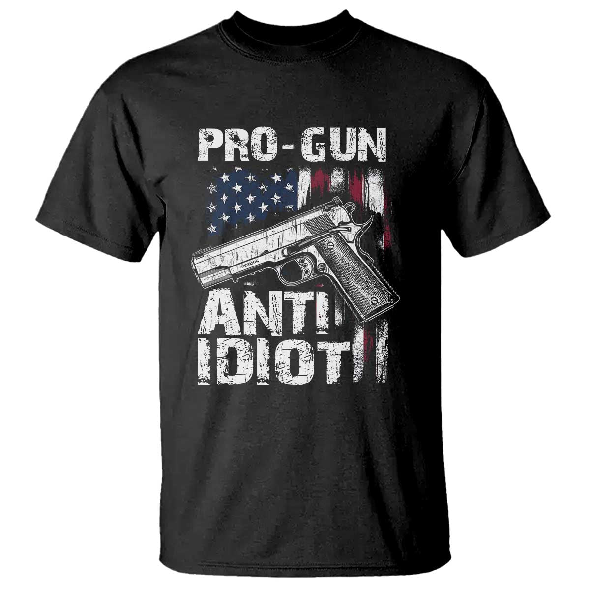 Pro Gun Anti Idiot T Shirt Vintage American Flag 2nd Amendment - Wonder Print Shop