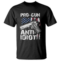 Pro Gun Anti Idiot T Shirt Vintage American Flag 2nd Amendment - Wonder Print Shop