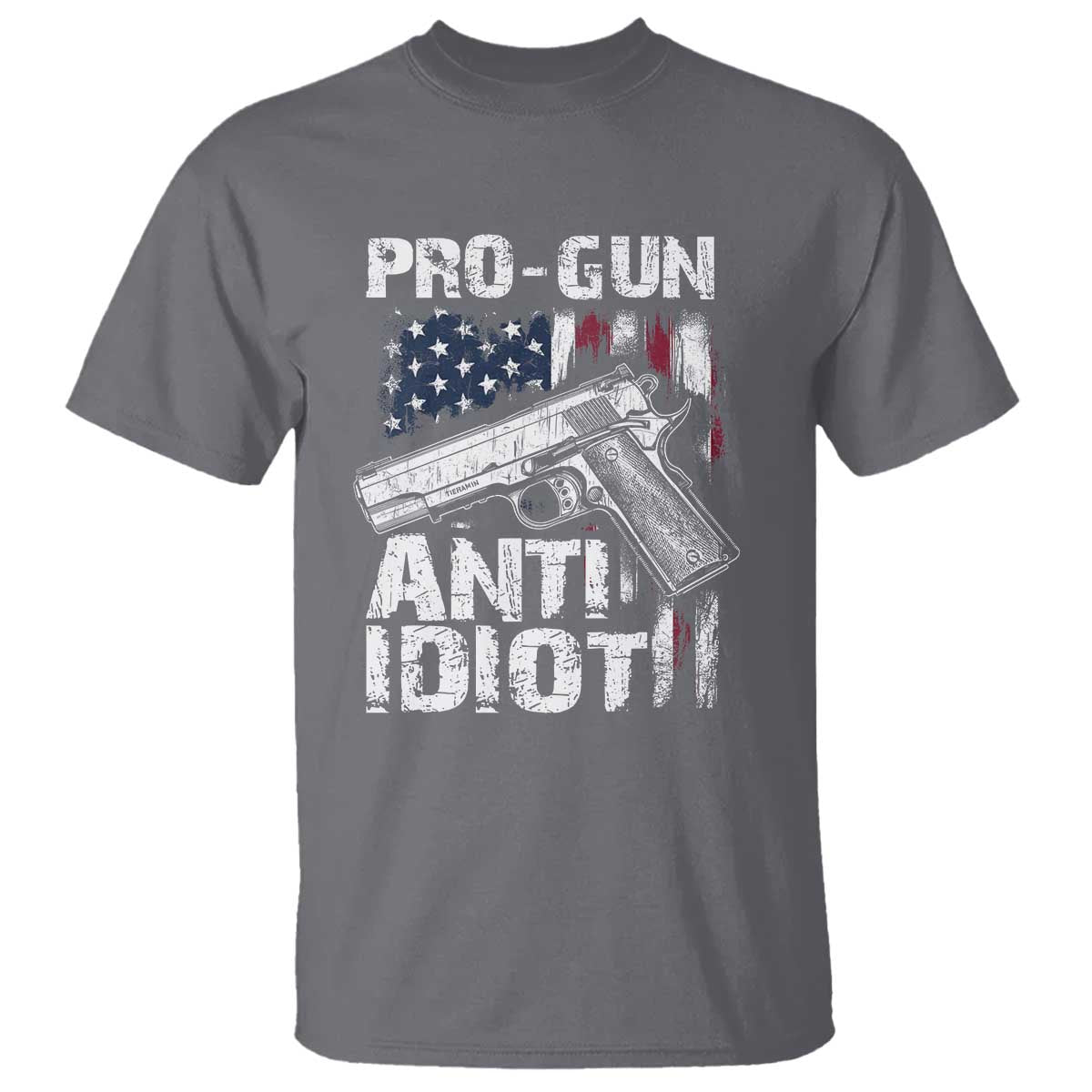Pro Gun Anti Idiot T Shirt Vintage American Flag 2nd Amendment - Wonder Print Shop