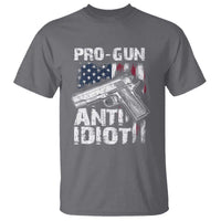 Pro Gun Anti Idiot T Shirt Vintage American Flag 2nd Amendment - Wonder Print Shop