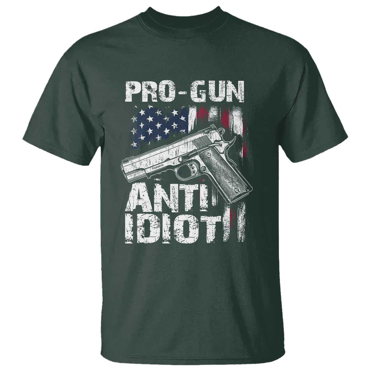 Pro Gun Anti Idiot T Shirt Vintage American Flag 2nd Amendment - Wonder Print Shop