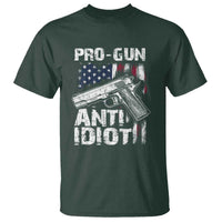 Pro Gun Anti Idiot T Shirt Vintage American Flag 2nd Amendment - Wonder Print Shop