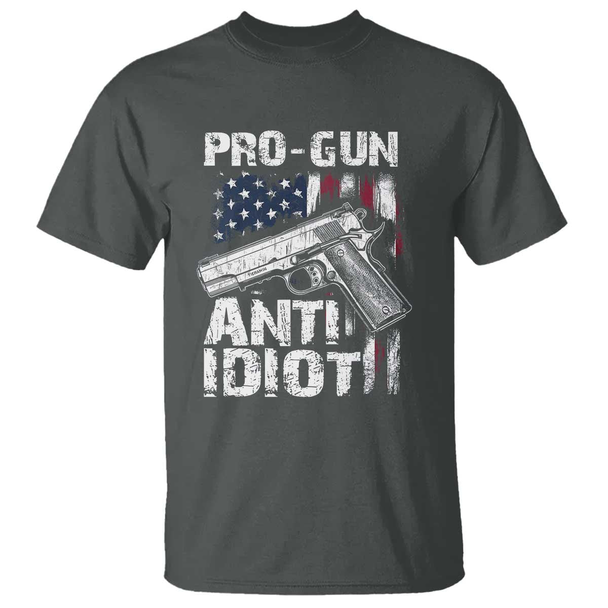 Pro Gun Anti Idiot T Shirt Vintage American Flag 2nd Amendment - Wonder Print Shop