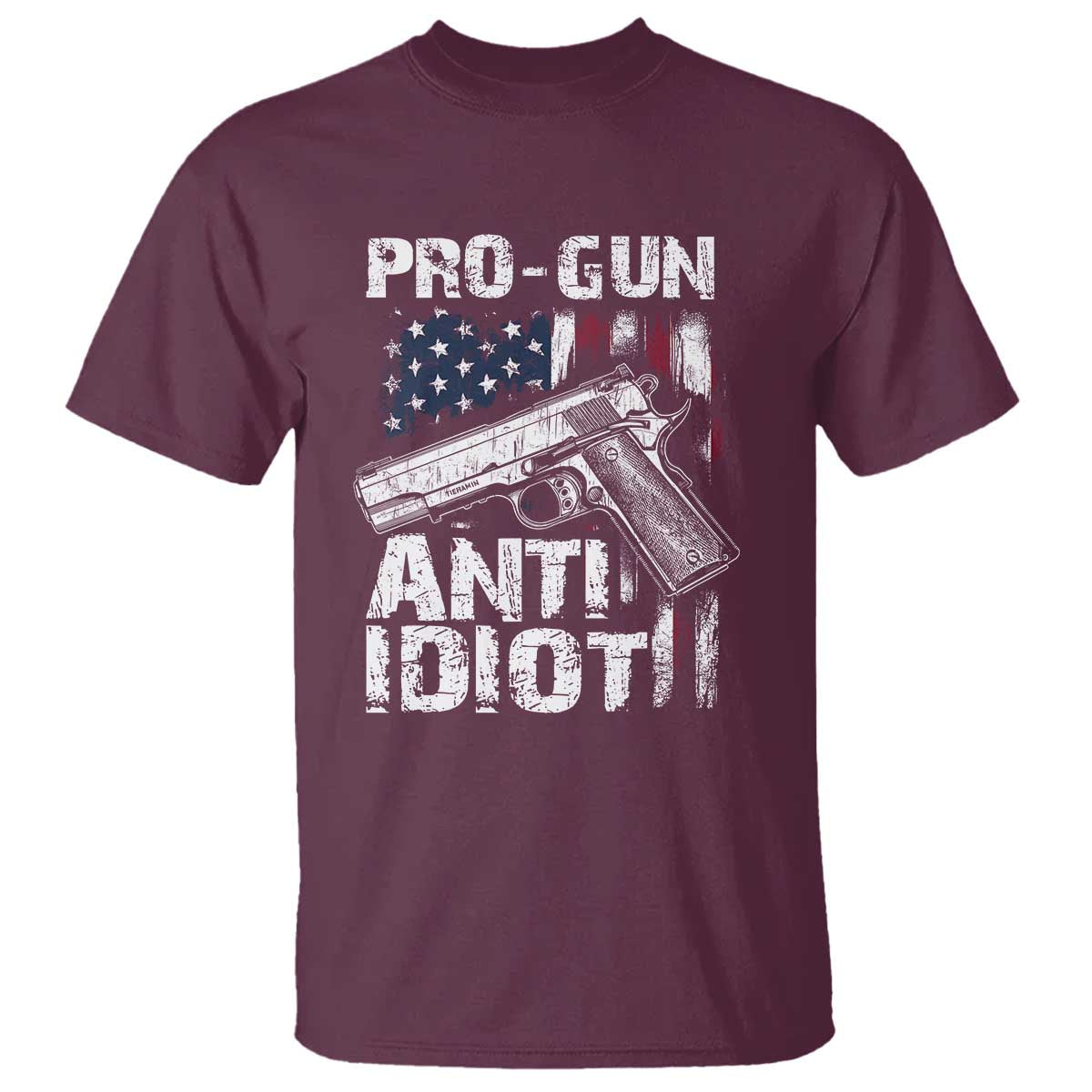 Pro Gun Anti Idiot T Shirt Vintage American Flag 2nd Amendment - Wonder Print Shop