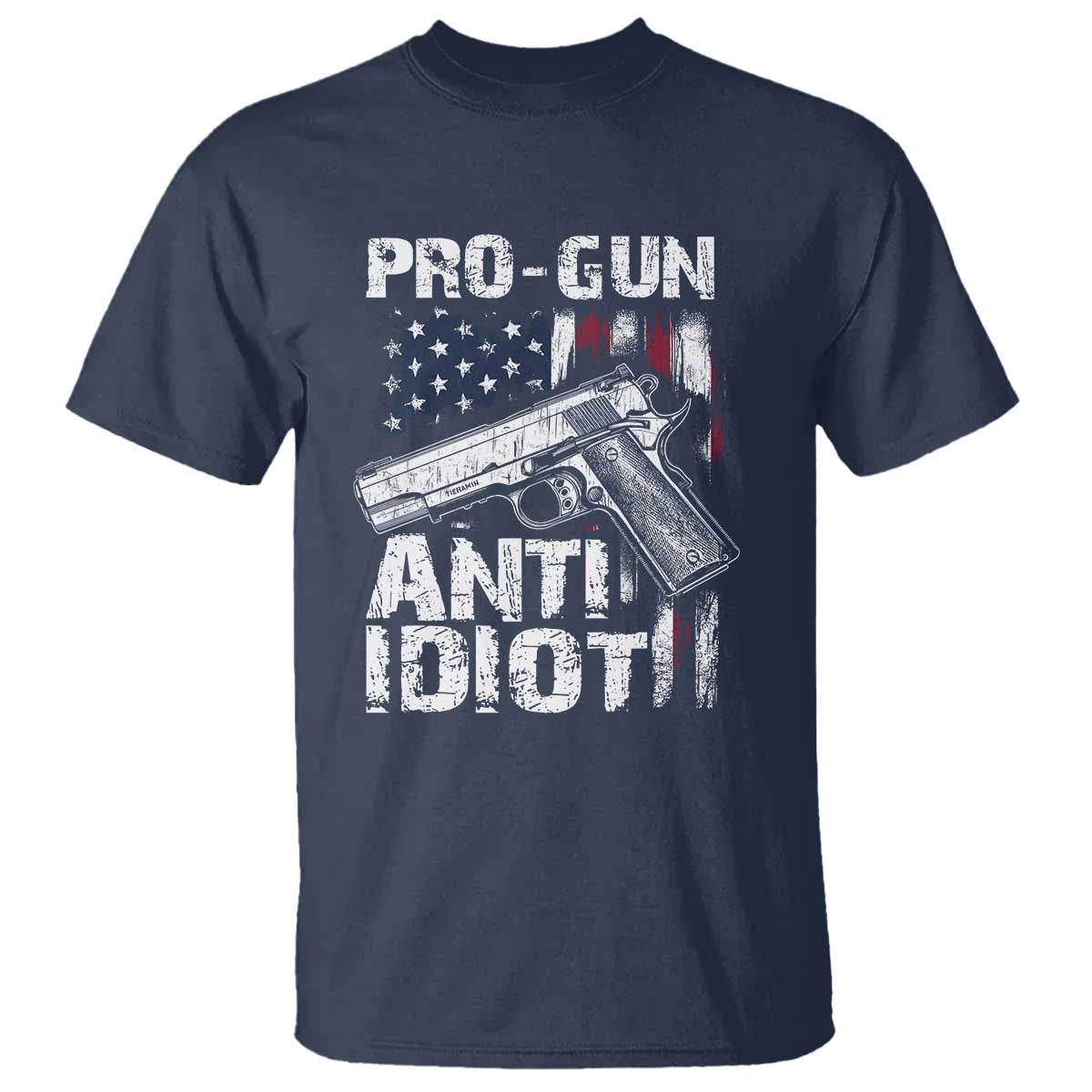 Pro Gun Anti Idiot T Shirt Vintage American Flag 2nd Amendment - Wonder Print Shop