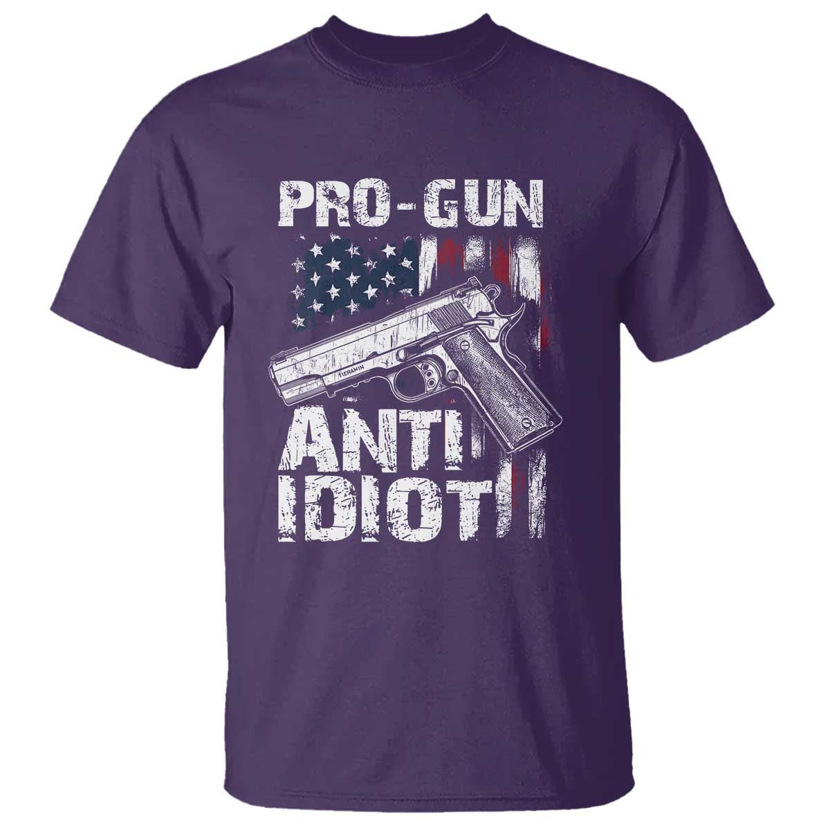 Pro Gun Anti Idiot T Shirt Vintage American Flag 2nd Amendment - Wonder Print Shop