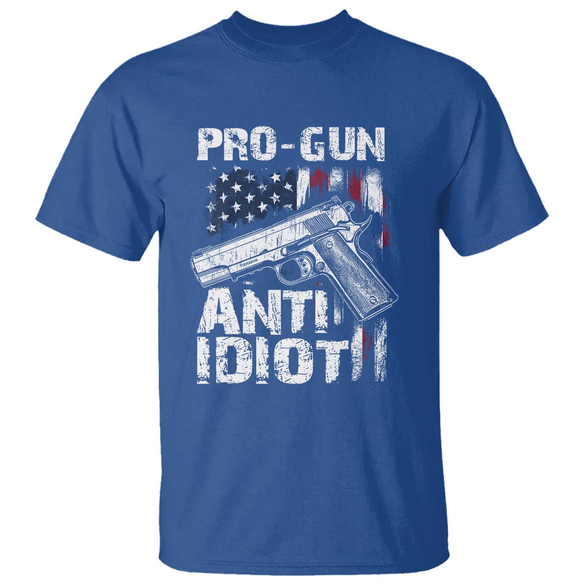 Pro Gun Anti Idiot T Shirt Vintage American Flag 2nd Amendment - Wonder Print Shop