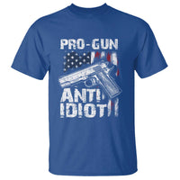 Pro Gun Anti Idiot T Shirt Vintage American Flag 2nd Amendment - Wonder Print Shop