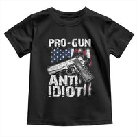 Pro Gun Anti Idiot Toddler T Shirt Vintage American Flag 2nd Amendment - Wonder Print Shop