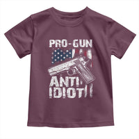 Pro Gun Anti Idiot Toddler T Shirt Vintage American Flag 2nd Amendment - Wonder Print Shop