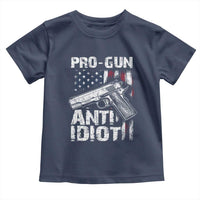 Pro Gun Anti Idiot Toddler T Shirt Vintage American Flag 2nd Amendment - Wonder Print Shop