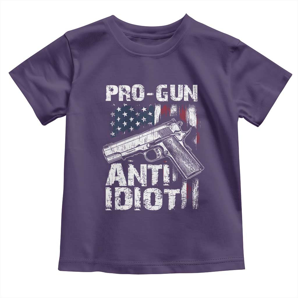 Pro Gun Anti Idiot Toddler T Shirt Vintage American Flag 2nd Amendment - Wonder Print Shop