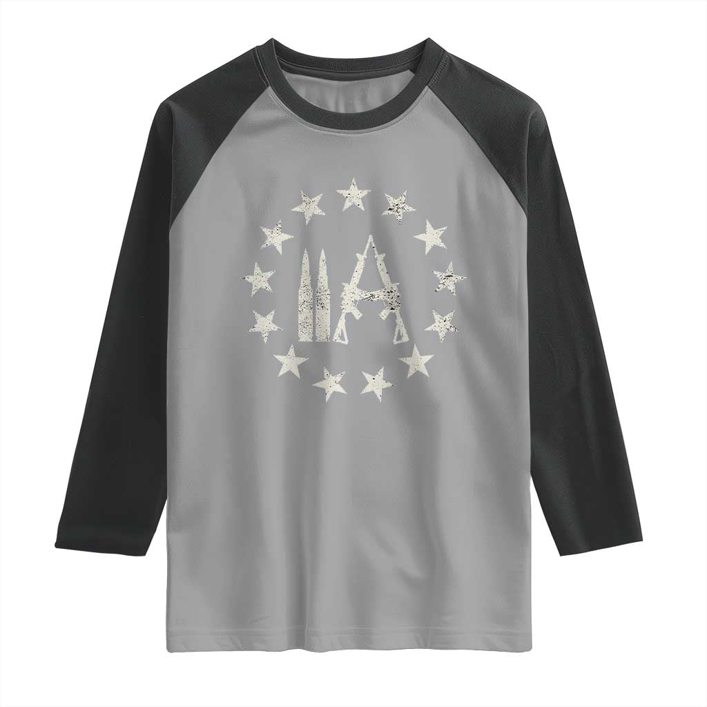 2nd Amendment AR15 Bullet Stars Patriotic Gun Rights Raglan Shirt - Wonder Print Shop