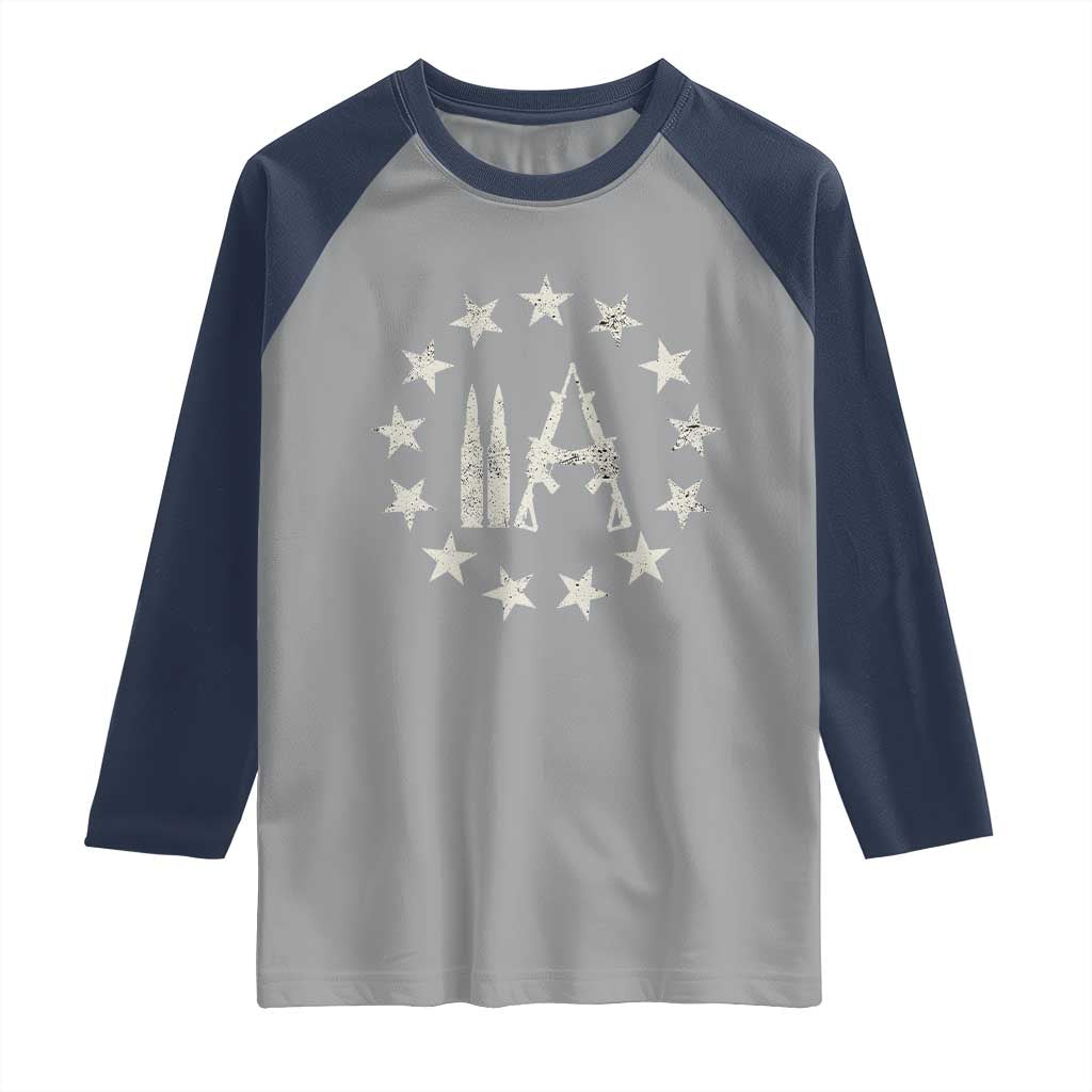 2nd Amendment AR15 Bullet Stars Patriotic Gun Rights Raglan Shirt - Wonder Print Shop
