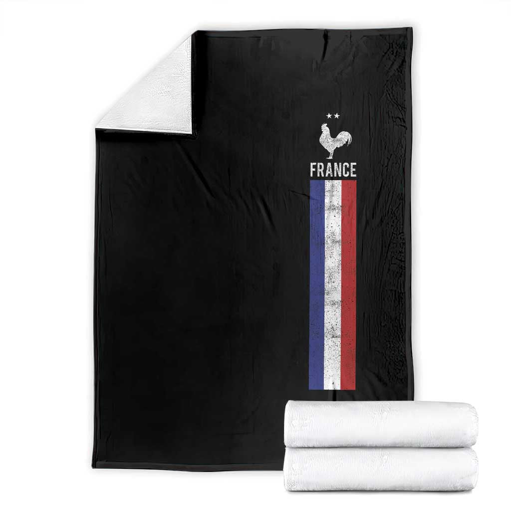 France Football Coq Soccer Throwback Jersey Style Throw Blanket Vintage French Flag