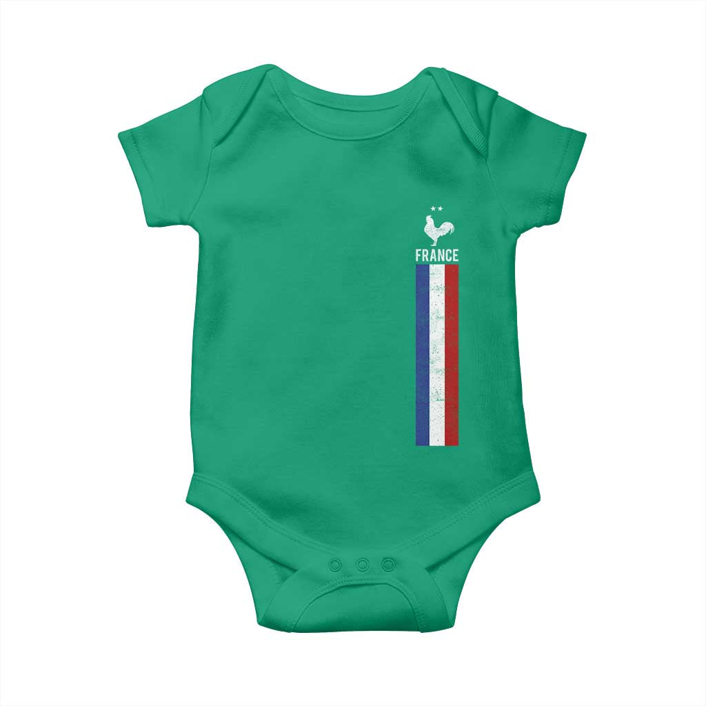 France Football Coq Soccer Throwback Jersey Style Baby Onesie Vintage French Flag