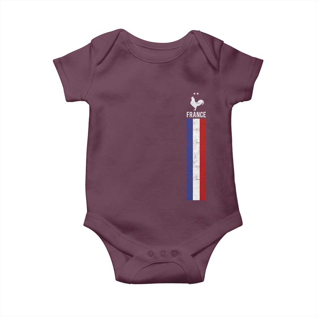 France Football Coq Soccer Throwback Jersey Style Baby Onesie Vintage French Flag