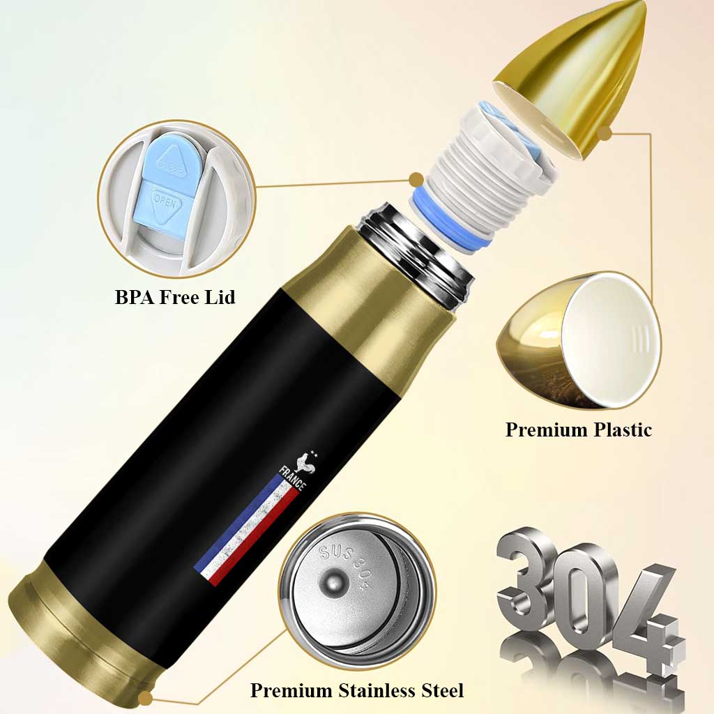 France Football Coq Soccer Throwback Jersey Style Bullet Tumbler Vintage French Flag