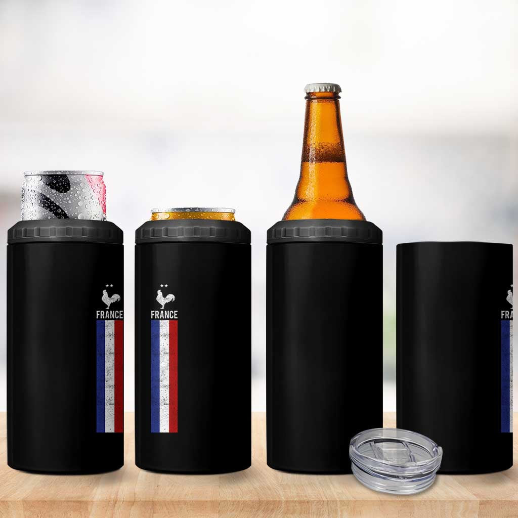 France Football Coq Soccer Throwback Jersey Style 4 in 1 Can Cooler Tumbler Vintage French Flag
