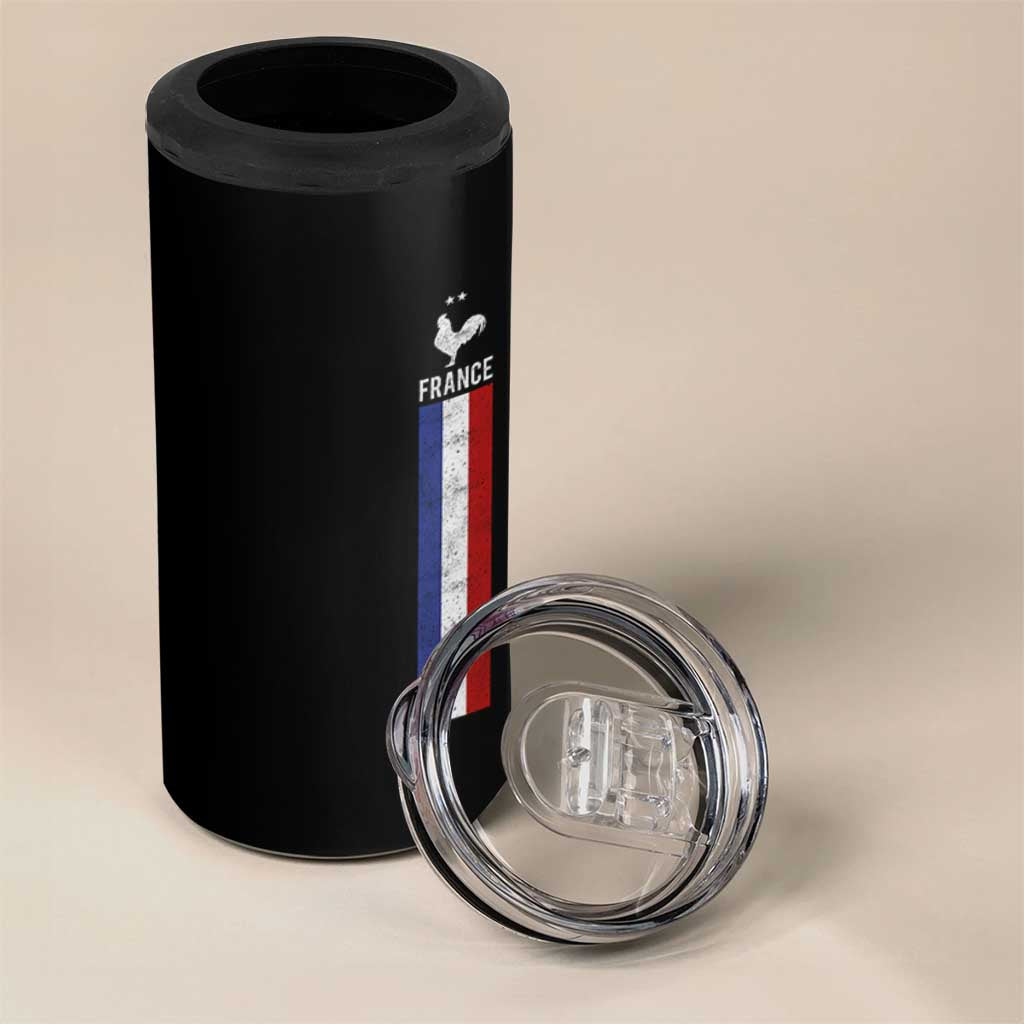 France Football Coq Soccer Throwback Jersey Style 4 in 1 Can Cooler Tumbler Vintage French Flag