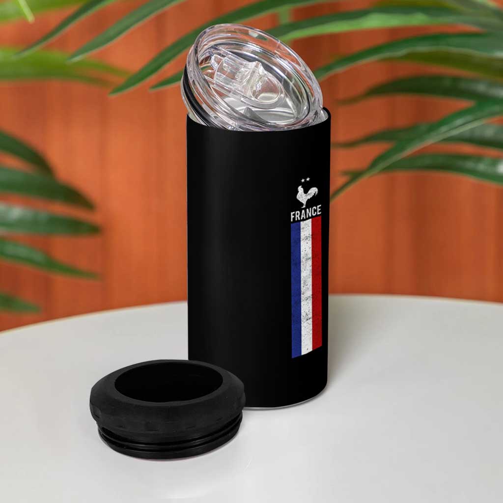 France Football Coq Soccer Throwback Jersey Style 4 in 1 Can Cooler Tumbler Vintage French Flag