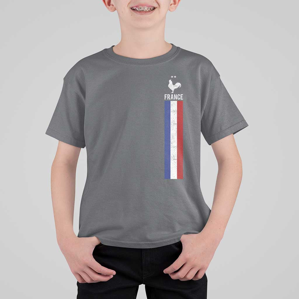 France Football Coq Soccer Throwback Jersey Style T Shirt For Kid Vintage French Flag