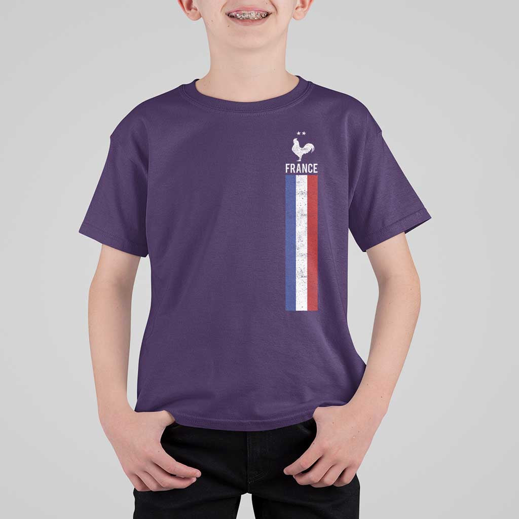 France Football Coq Soccer Throwback Jersey Style T Shirt For Kid Vintage French Flag