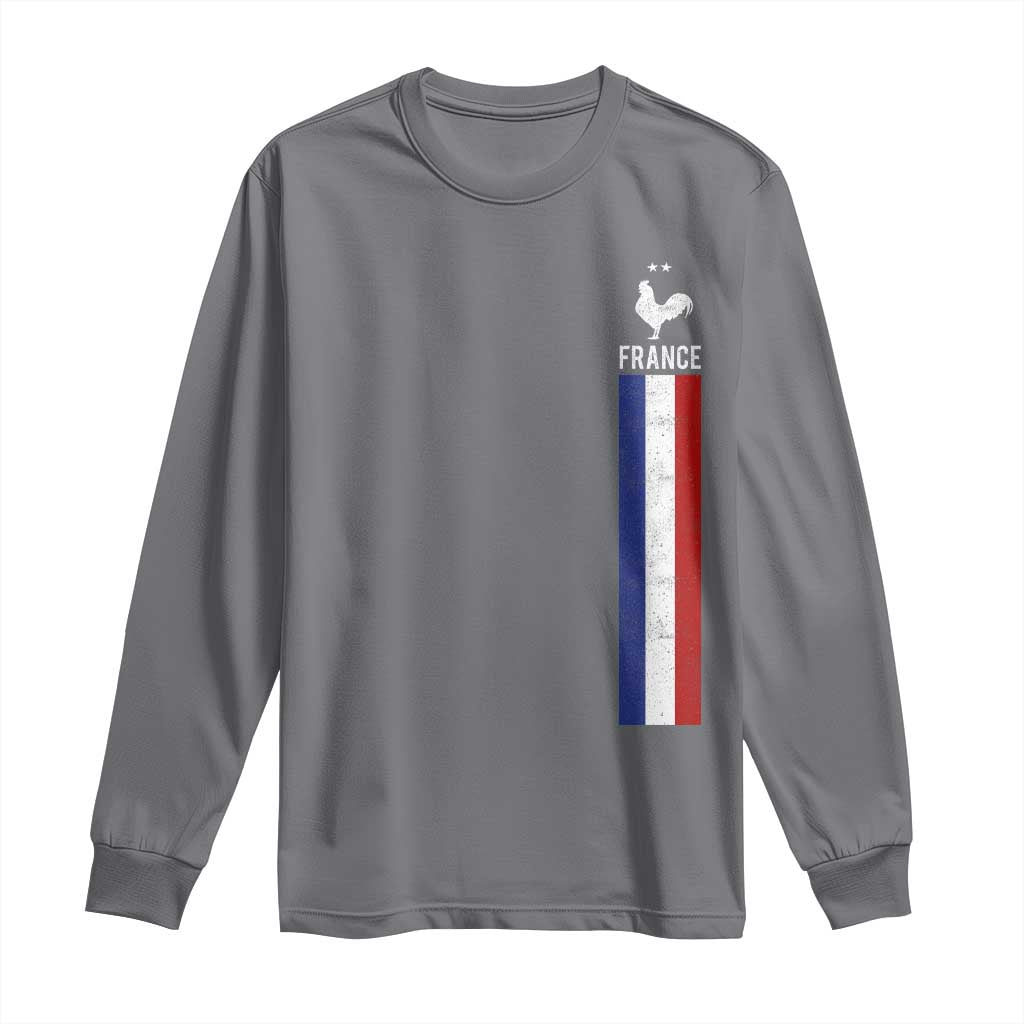 France Football Coq Soccer Throwback Jersey Style Long Sleeve Shirt Vintage French Flag