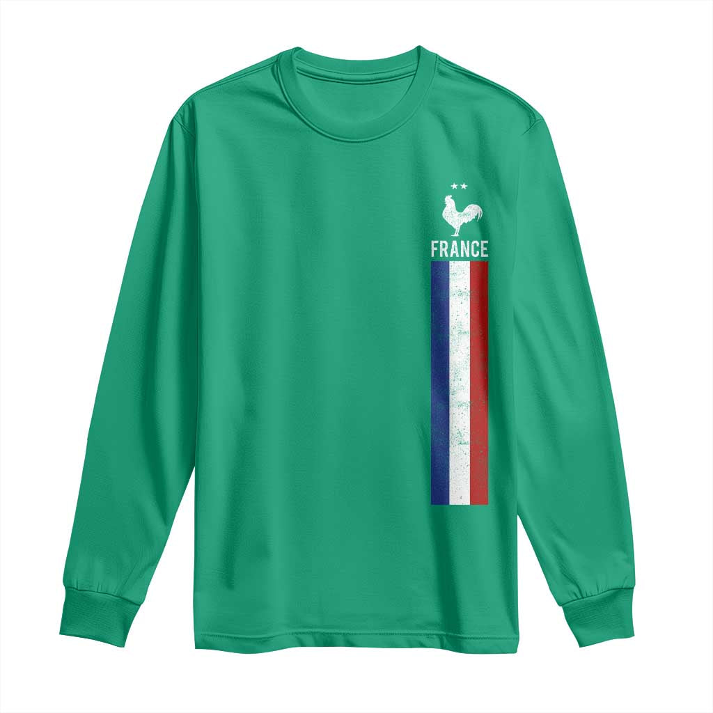 France Football Coq Soccer Throwback Jersey Style Long Sleeve Shirt Vintage French Flag