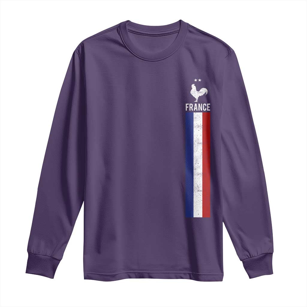 France Football Coq Soccer Throwback Jersey Style Long Sleeve Shirt Vintage French Flag