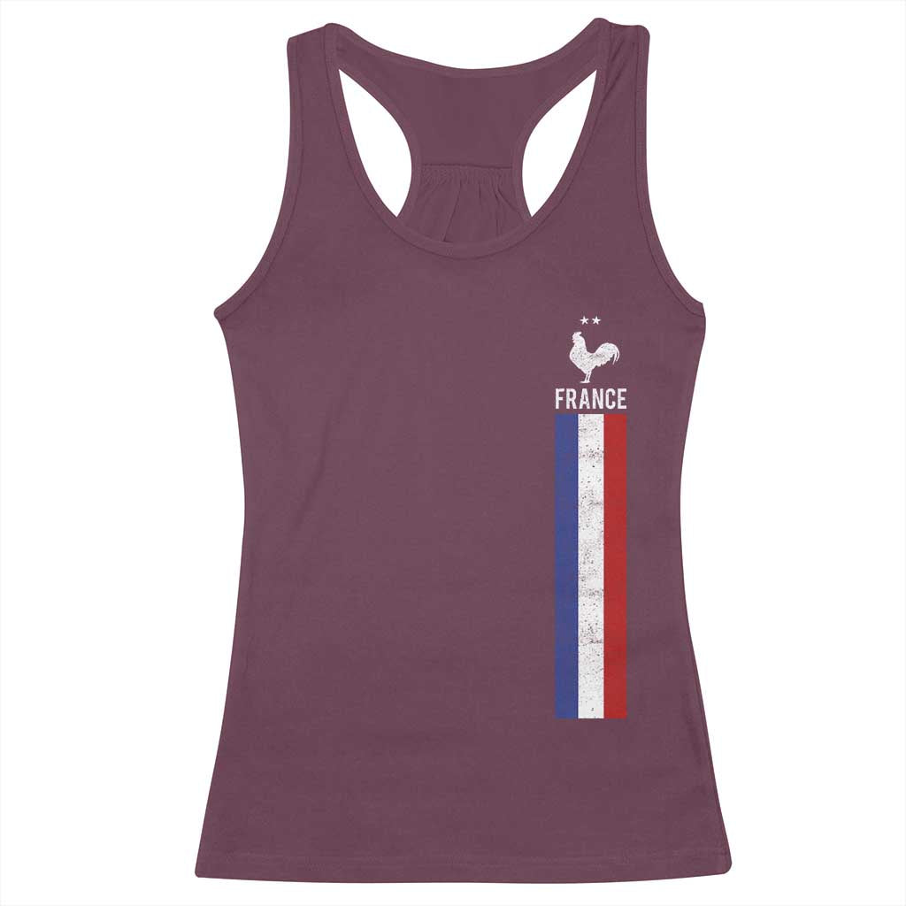 France Football Coq Soccer Throwback Jersey Style Racerback Tank Top Vintage French Flag