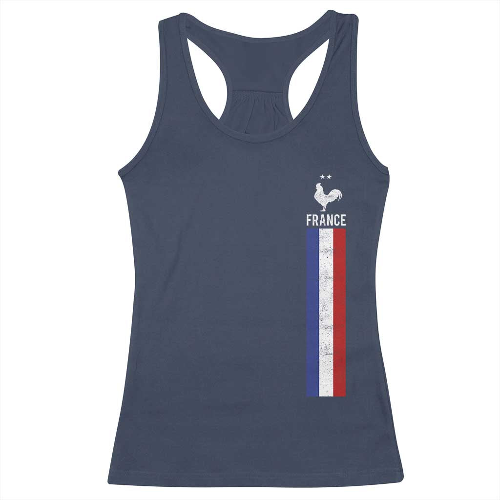 France Football Coq Soccer Throwback Jersey Style Racerback Tank Top Vintage French Flag