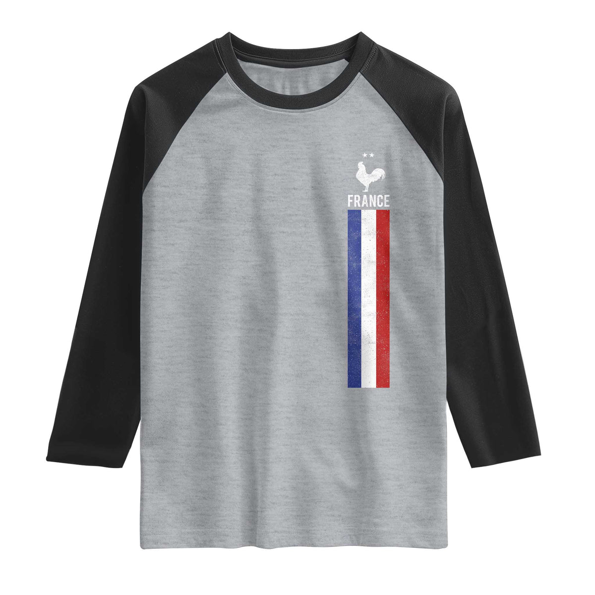 France Football Coq Soccer Throwback Jersey Style Raglan Shirt Vintage French Flag
