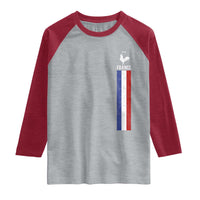 France Football Coq Soccer Throwback Jersey Style Raglan Shirt Vintage French Flag