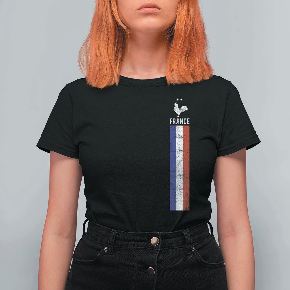 France Football Coq Soccer Throwback Jersey Style T Shirt For Women Vintage French Flag